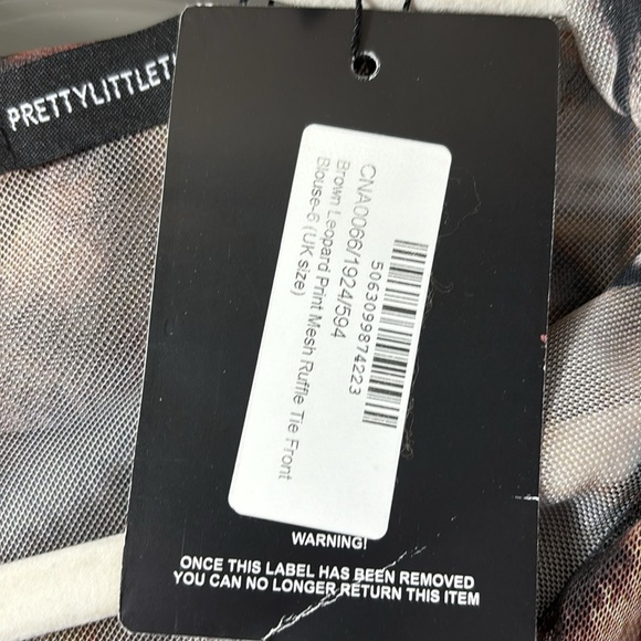 NEW PLT Mesh Ruffle Tie Front Blouse ~Leopard Print - Picture 14 of 16